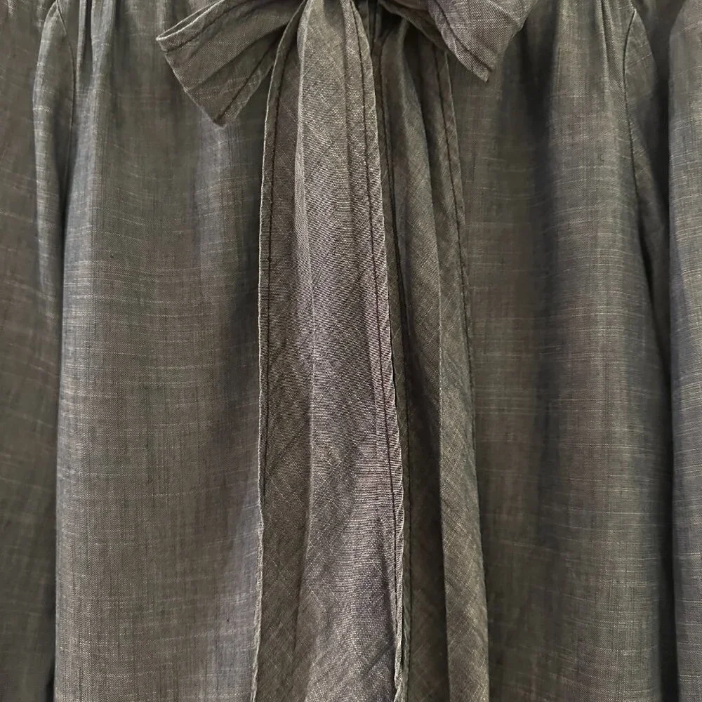 Trina Turk Deep Denim Shirt with Neck Ties - Size Large- Barely Worn - Picture 3 of 8